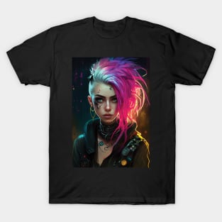 Cyberpunk Girls | Post-apocalyptic | Anarchist Streetwear | Punk Fashion | Colorful Punk Artwork | Tattoos and Piercings | Paint Splash T-Shirt